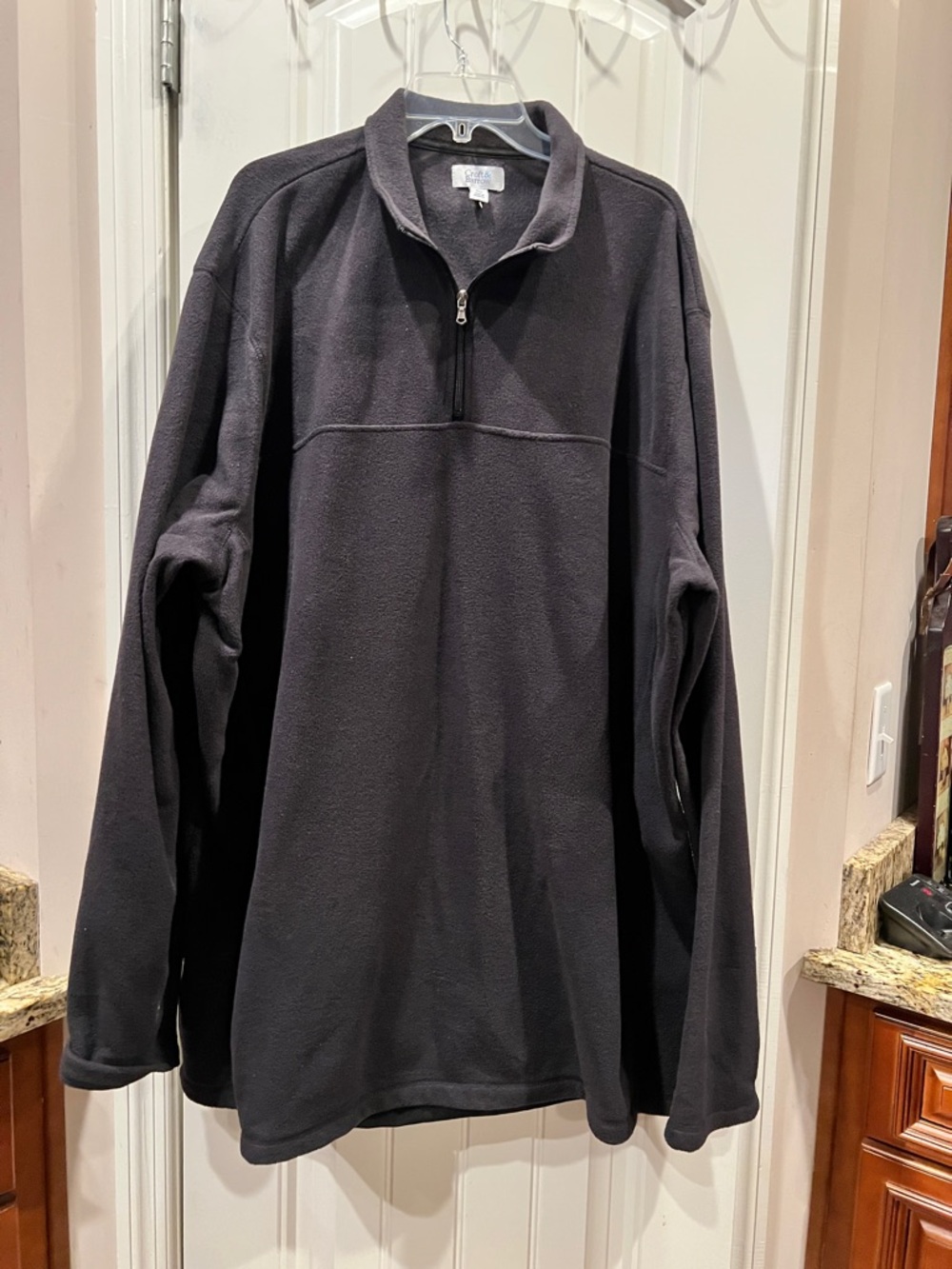 croft & barrow Men's Black Quarter-Zip Fleece Pullover Jacket Sz 4XLT